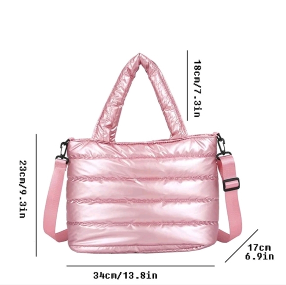Puffer pink shimmer medium tote - Picture 3 of 3